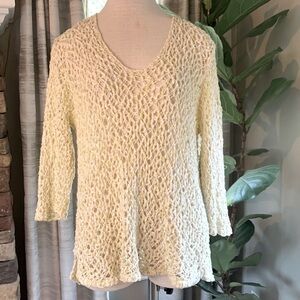 J. Jill Cream Open-Knit Sweater